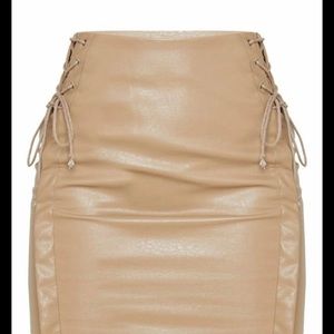 Tan skirt with tie up strings